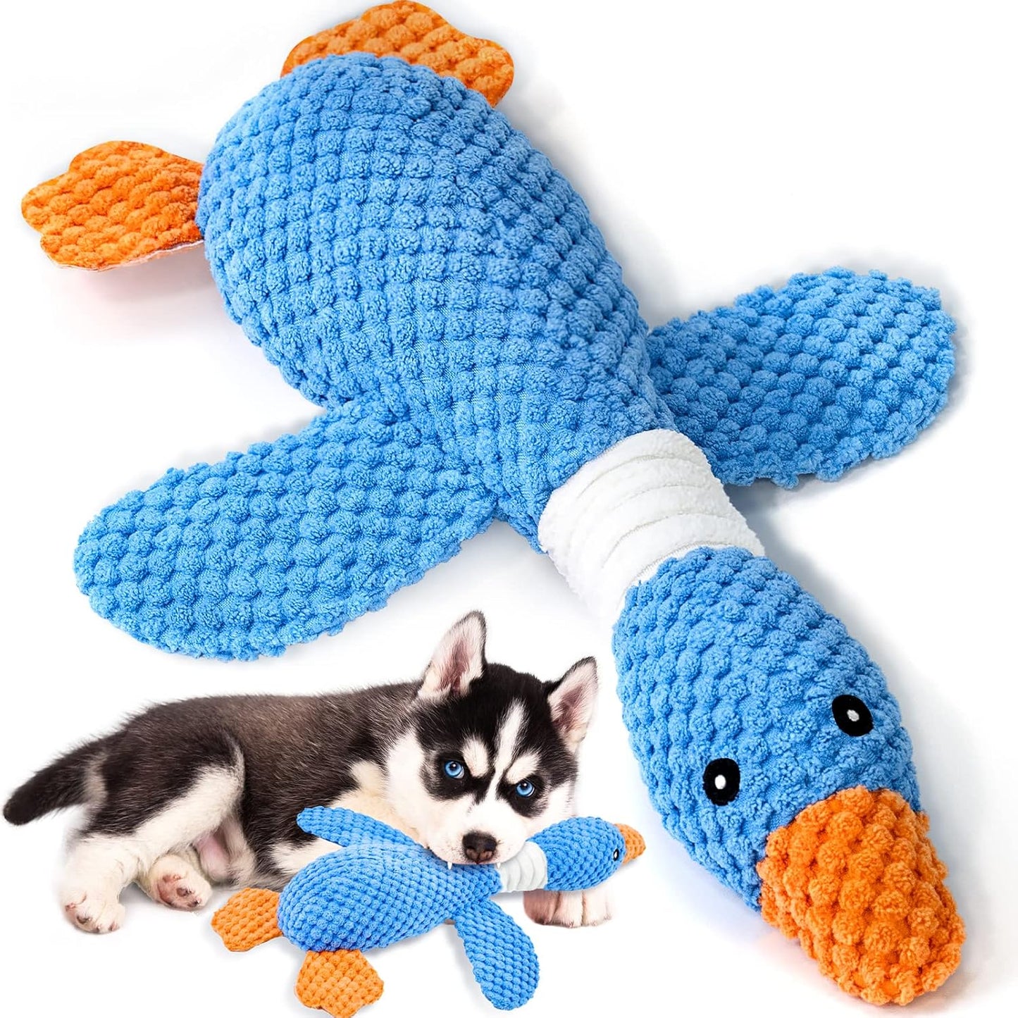 Manufacturer   Vitscan Upgraded Goose Indestructible Dog Toys for Aggressive Chewers Small Medium Large Breed, Crinkle Squeaky Plush Dog Puppy Chew Toys for Teething, Duck Puppy Toys    Dog toy
