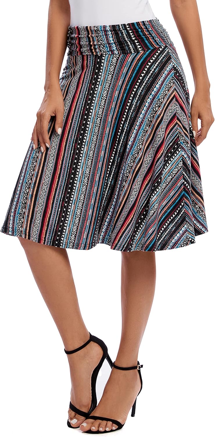 Manufacturer  Urban CoCo Women's Ruched High Waist Knee Length Jersey A-Line Stretchy Flared Casual Skirts