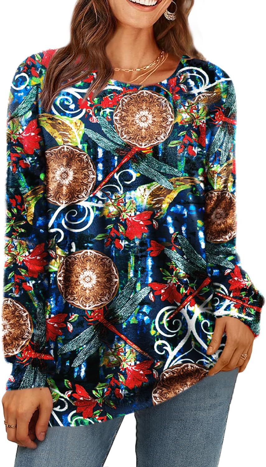 Manufacturer  YESNO Women Christmas Sweater Graphic Printed Oversized Pullover Sweaters Casual Loose Knit Tops S01   sweaters