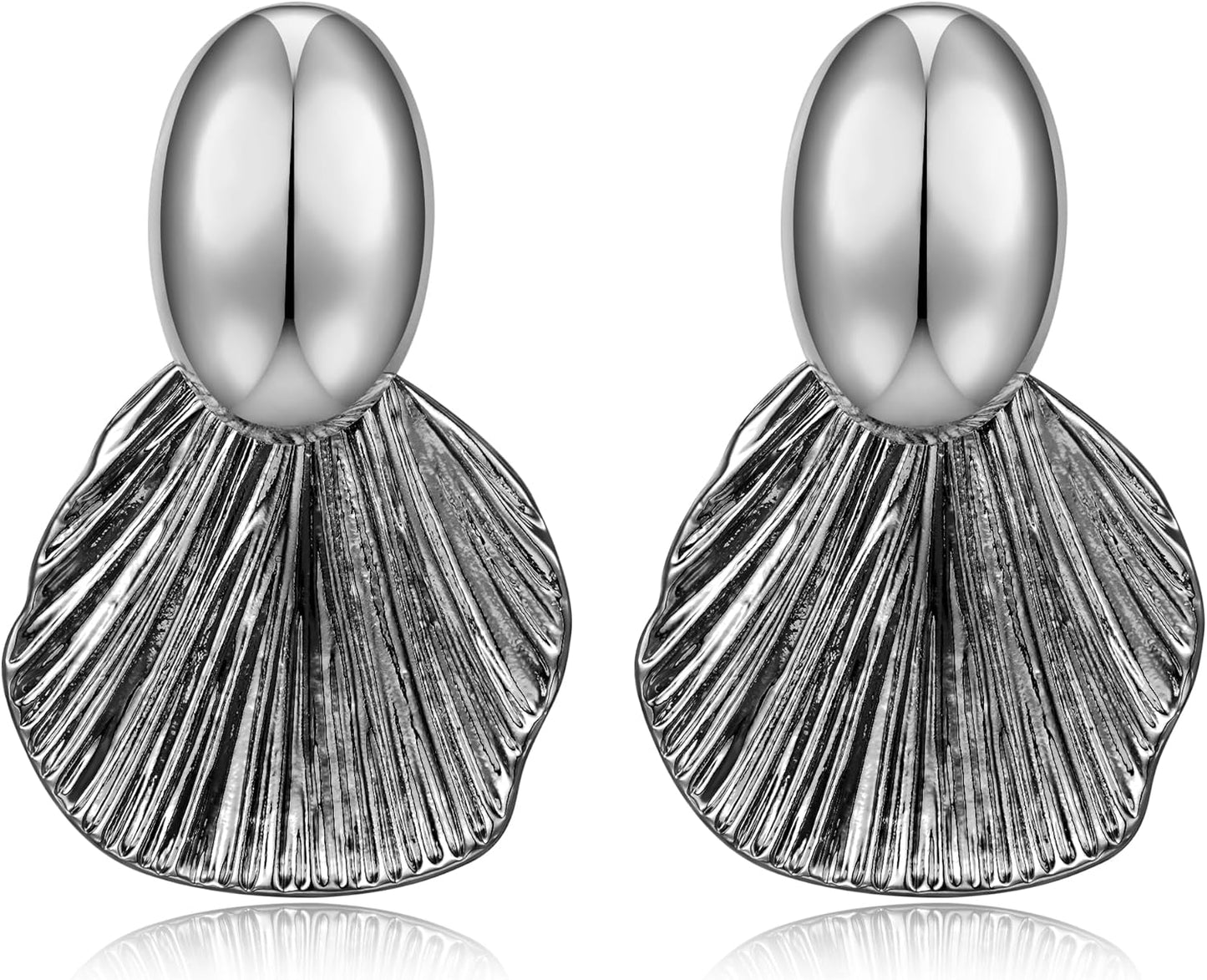 Manufacturer  Gold Plated Earrings Dangle Chunky Fan-shaped Earrings Shell Earring for Women Two-Tone Fashion Statement Jewelry  earring