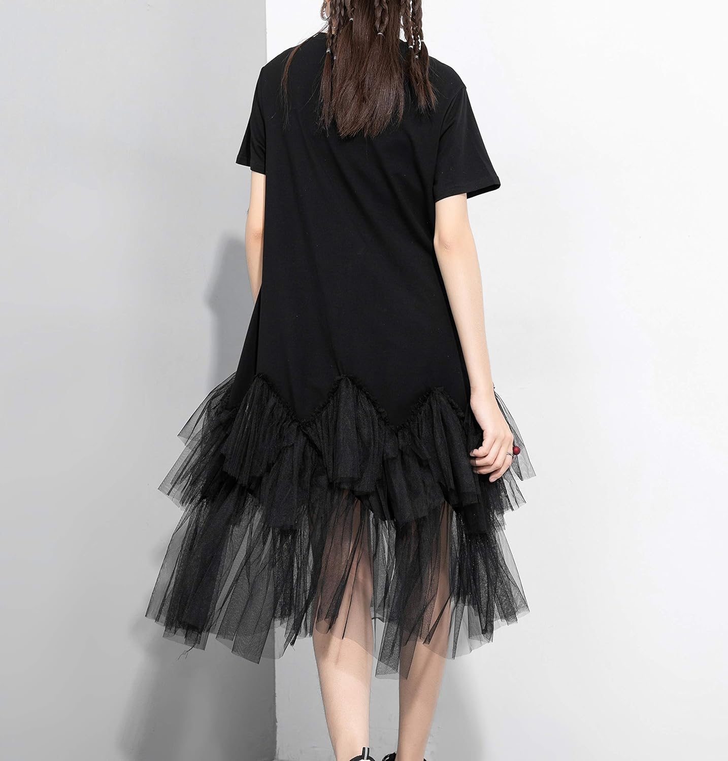 Manufacturer  ellazhu Women's Casual Short Sleeve Crew Neck Tutu Tulle Dress with an Oversized Fit GY2266 dresses