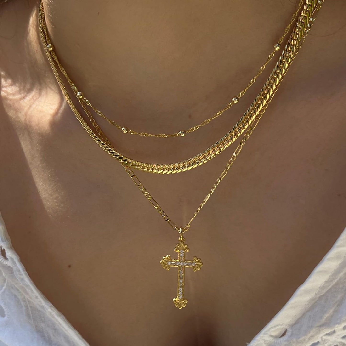 Manufacturer  Cross Necklace for Women 14K Gold Plated Dainty Heart Cross Pendant Choker Simple Trendy Cute Cross Charm Diamond Necklace Faith Jewelry Religious Minimalist Gift  Necklace