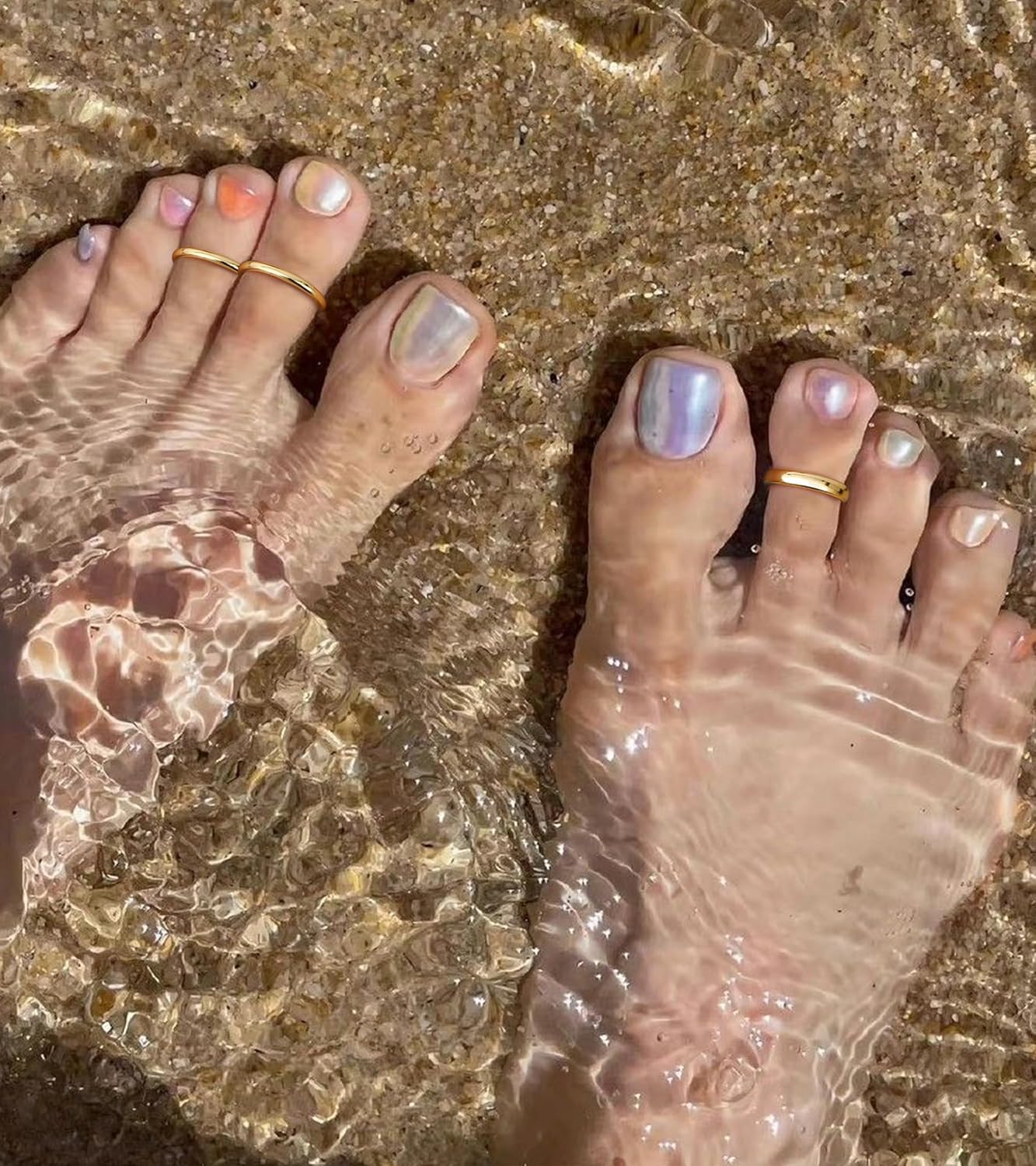 Manufacturer  ADRAMATA Toe Rings for Women Gold Trendy 14K Gold Filled Toe Rings Set Thin Band Beach Foot Jewelry for Summer Open Adjustable Toe Rings   rings