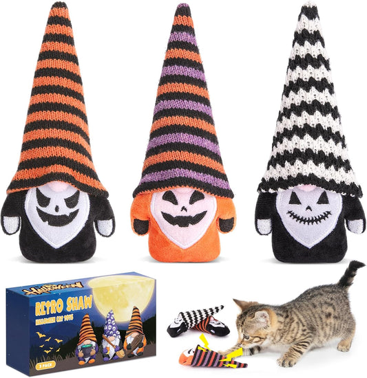 Manufacturer  Retro Shaw Halloween Cat Toys, Crinkle Sound Catnip Kitten Toys for Indoor Cats Kitty, Interactive Cat Nip Chew Kicker Toy for All Pet Breeds 3 Pack    Cat toy