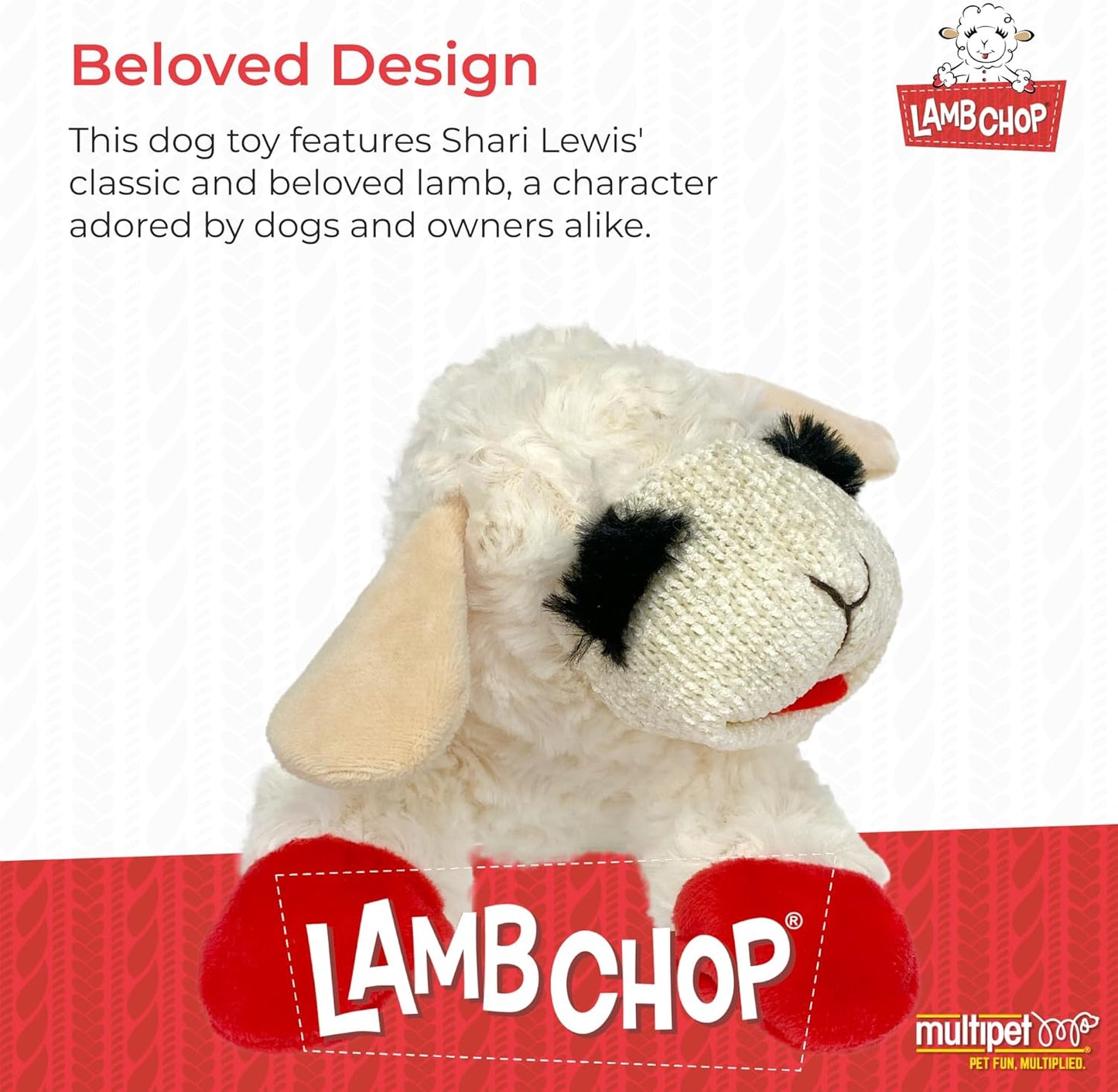 Manufacturer   Multipet Mini Lamb Chop Officially Licensed, Plush, Squeak Pet Toy (White, 10')    Dog toy