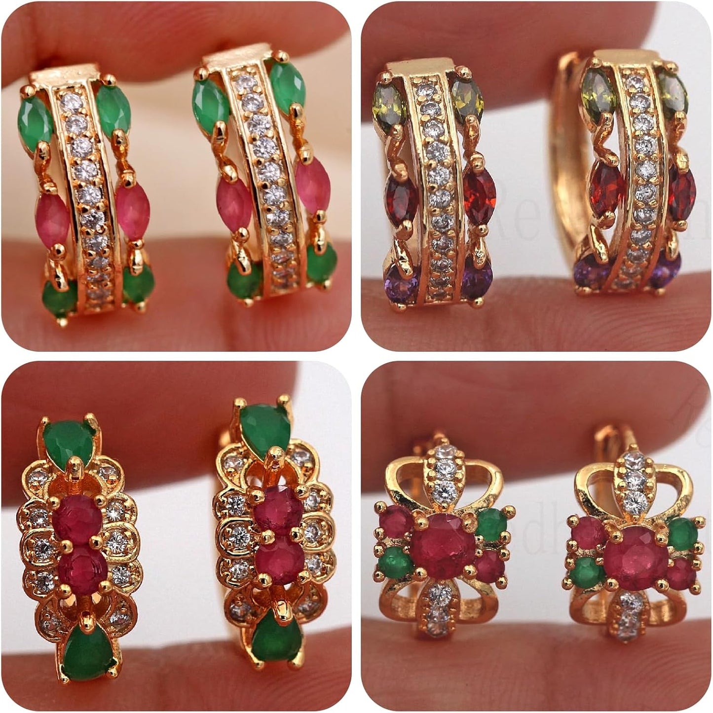 Manufacturer  18K Gold Plated, 4 Pairs Dangle Earrings Set for Women, Flower/Heart/Animal/Pearl Drop earrings, Hypoallergenic Cubic Zirconia Earrings, Lightweight, Party, gold earrings, Jewelry for Gifts, Fashion  earring