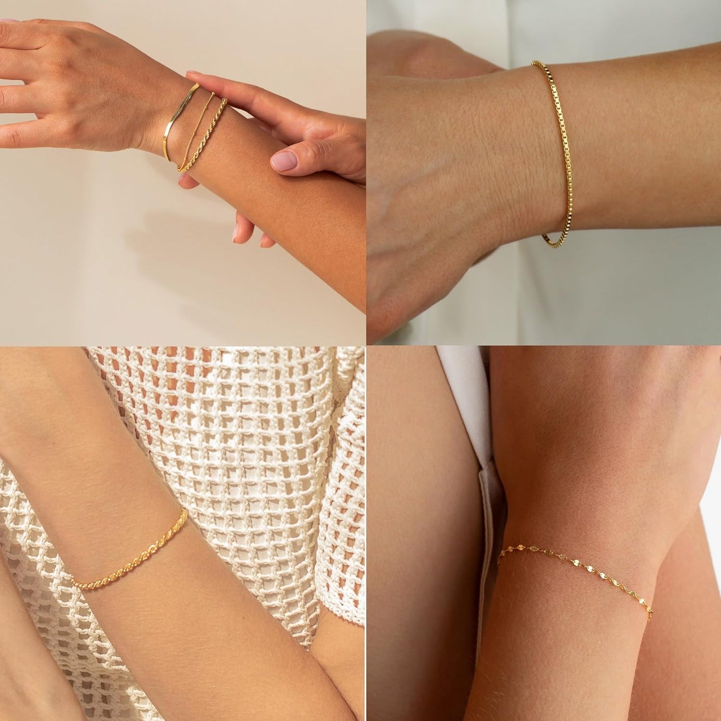 Manufacturer Gold Bracelets for Women,Dainty 14K Gold Plated Stack Set Trendy Stackable non tarnish Paperclip Chain Bracelets Gold Jewelry Sets Gifts for Women