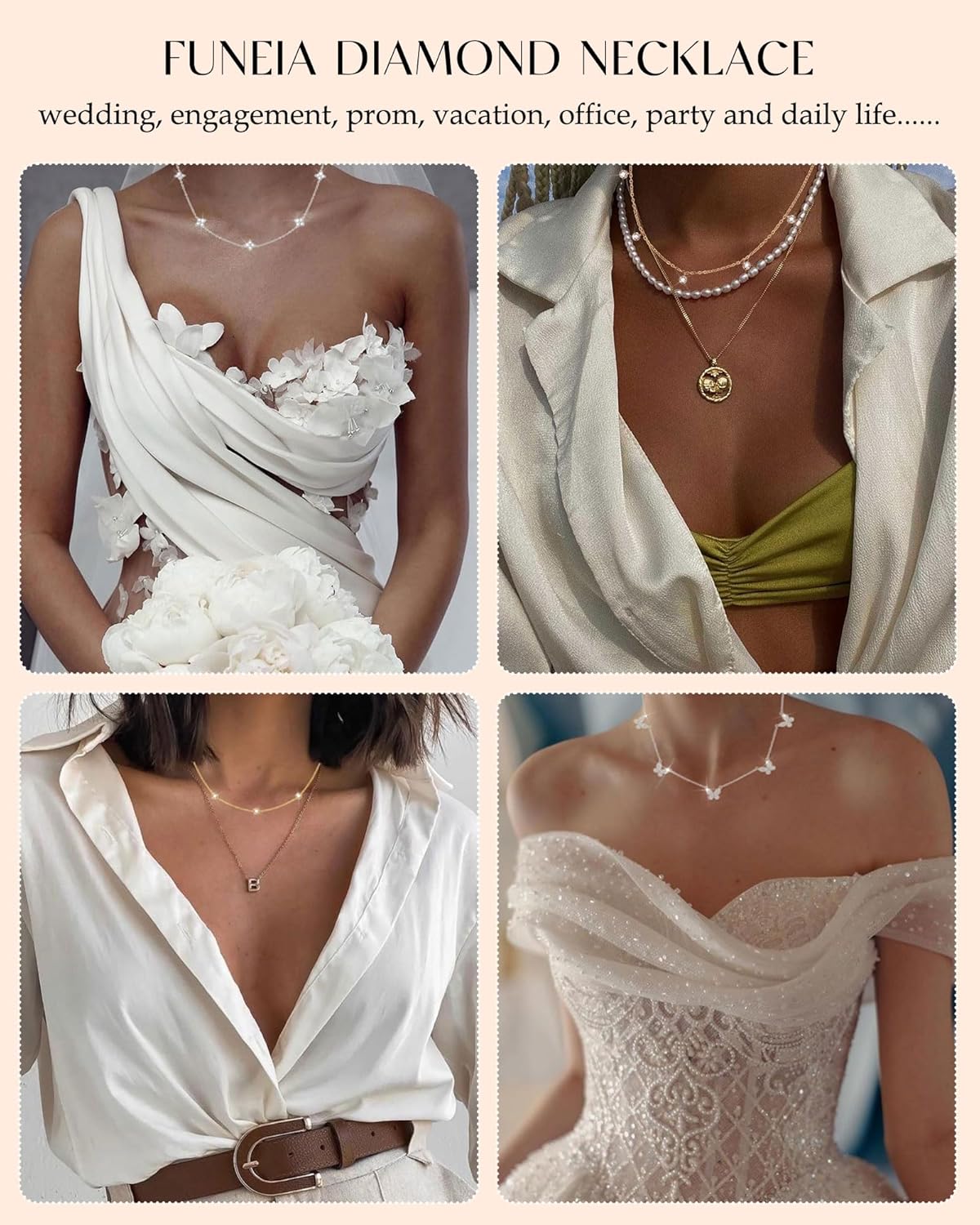 Manufacturer  FUNEIA Dainty Silver Gold Necklaces for Women Trendy Non Tarnish 14K Gold Plated Cubic Zirconia Necklace Layered Cute Butterfly Heart Station Choker Necklace Stack for Wedding Prom Brides Jewelry  Necklace