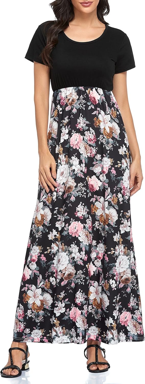 Manufacturer  Lacavocor Womens Short Sleeve Maxi Dresses Empire Waist Long Dress dresses