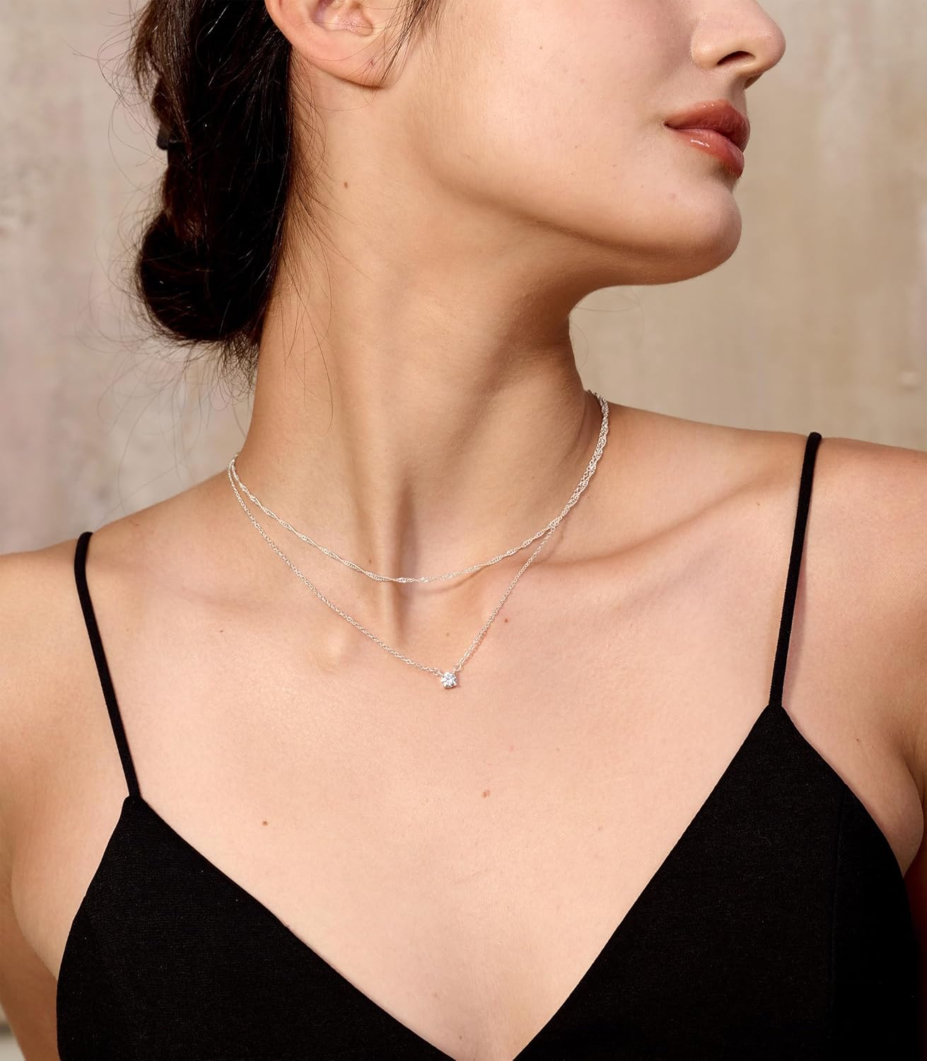 Manufacturer  Tewiky Diamond Necklaces for Women, Dainty S925 Sterling Silver/ 14K Gold Choker Necklace Simple Silver CZ Jewelry Necklaces for Women Trendy Gifts  necklace