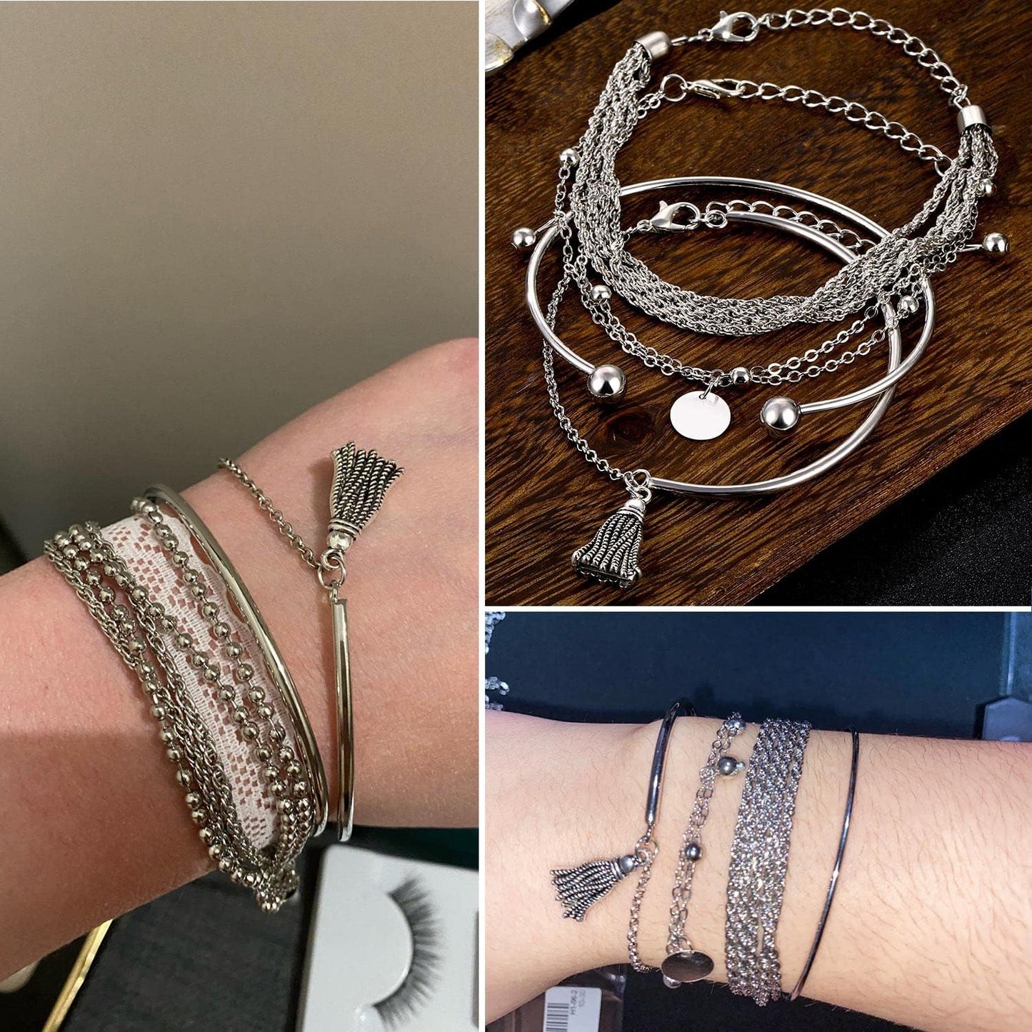 Manufacturer  17IF 18-25 PCS(6 Pack) Boho Gold Bracelets Set for Women Stackable Chunky Dainty Bangles Adjustable Chain Flat Cuff Cuban Punk Charm Bundle Jewelry  bracelets