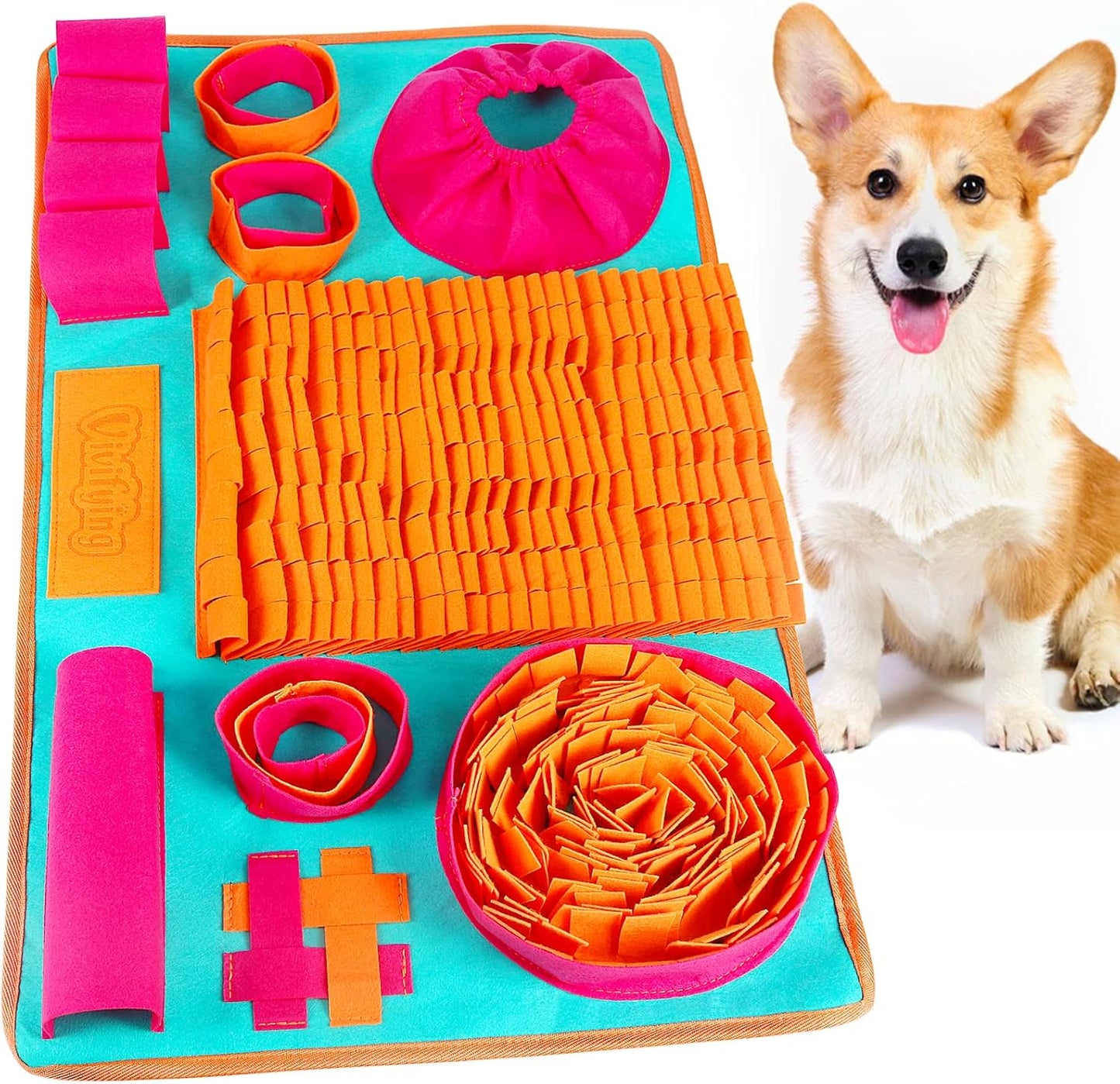 Manufacturer   Vivifying Snuffle Mat for Dogs, Interactive Dog Puzzle Toy for Boredom and Mental Stimulation, Enrichment Feeding Game Sniff Mat Helps Slow Eating and Keep Busy    Dog toy