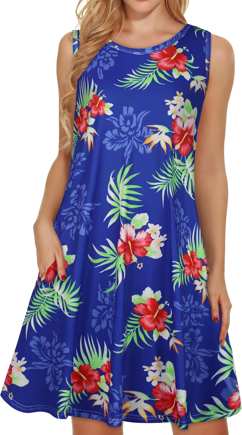 Manufacturer  elescat Women's Summer Dresses 2025 Beach Casual Sleeveless Floral Print Tank Loose Sundress with Pocket dresses
