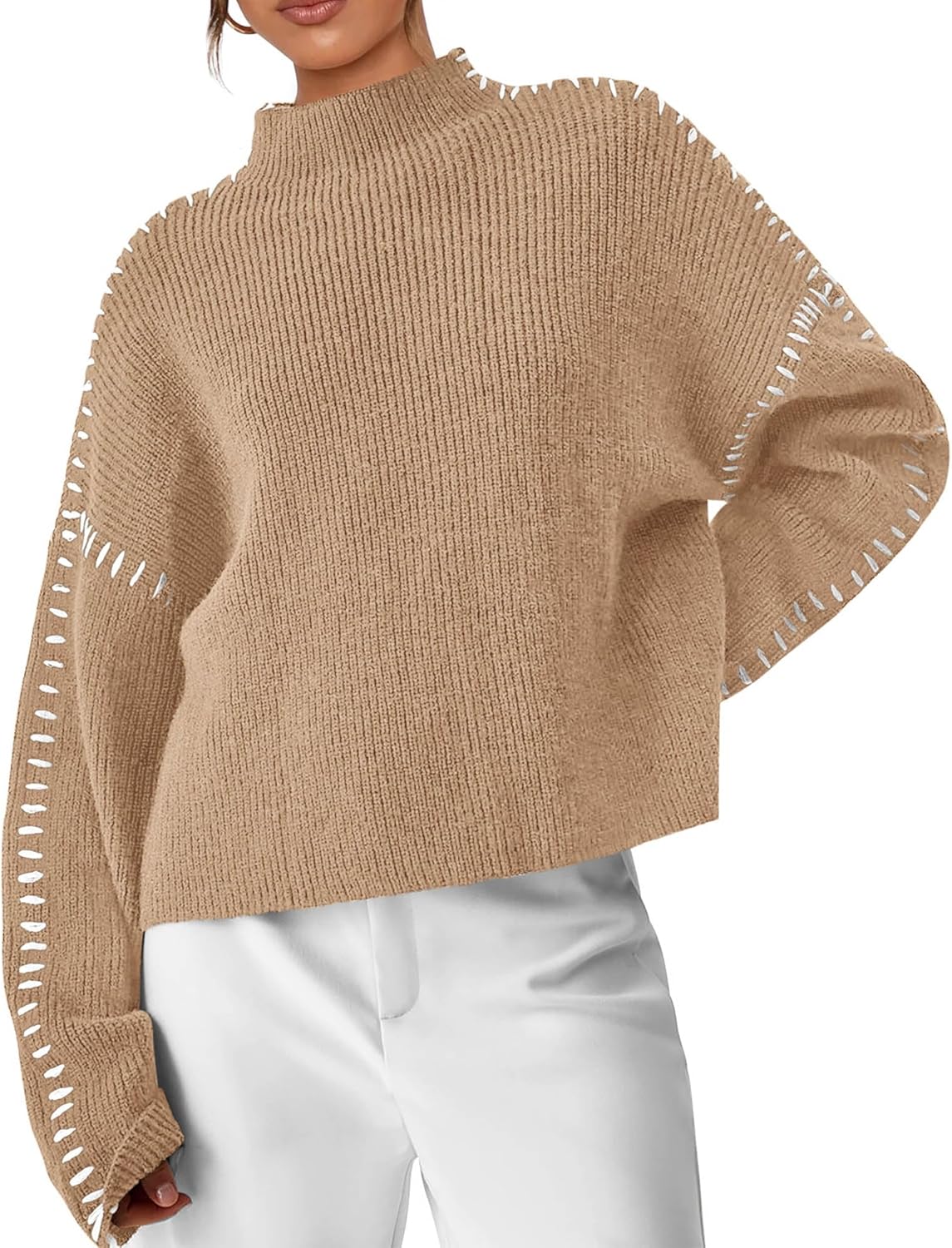 Manufacturer  PRETTYGARDEN Women's Chunky Knit Sweaters  Fall Long Sleeve Mock Neck Oversized Pullover Tops Winter Fashion Clothes   sweaters