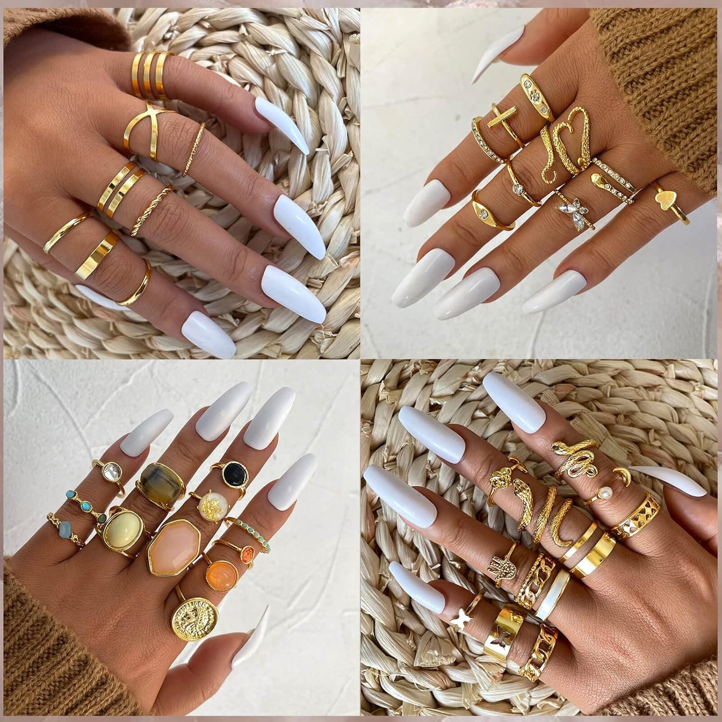 Manufacturer  17KM 60 Pcs Gold Stacks Ring Sets for Women Non Tarnish, Dainty Vintage Stackable Rings Pack, Finger Midi Knuckle Rings for Jewelry Gift   rings