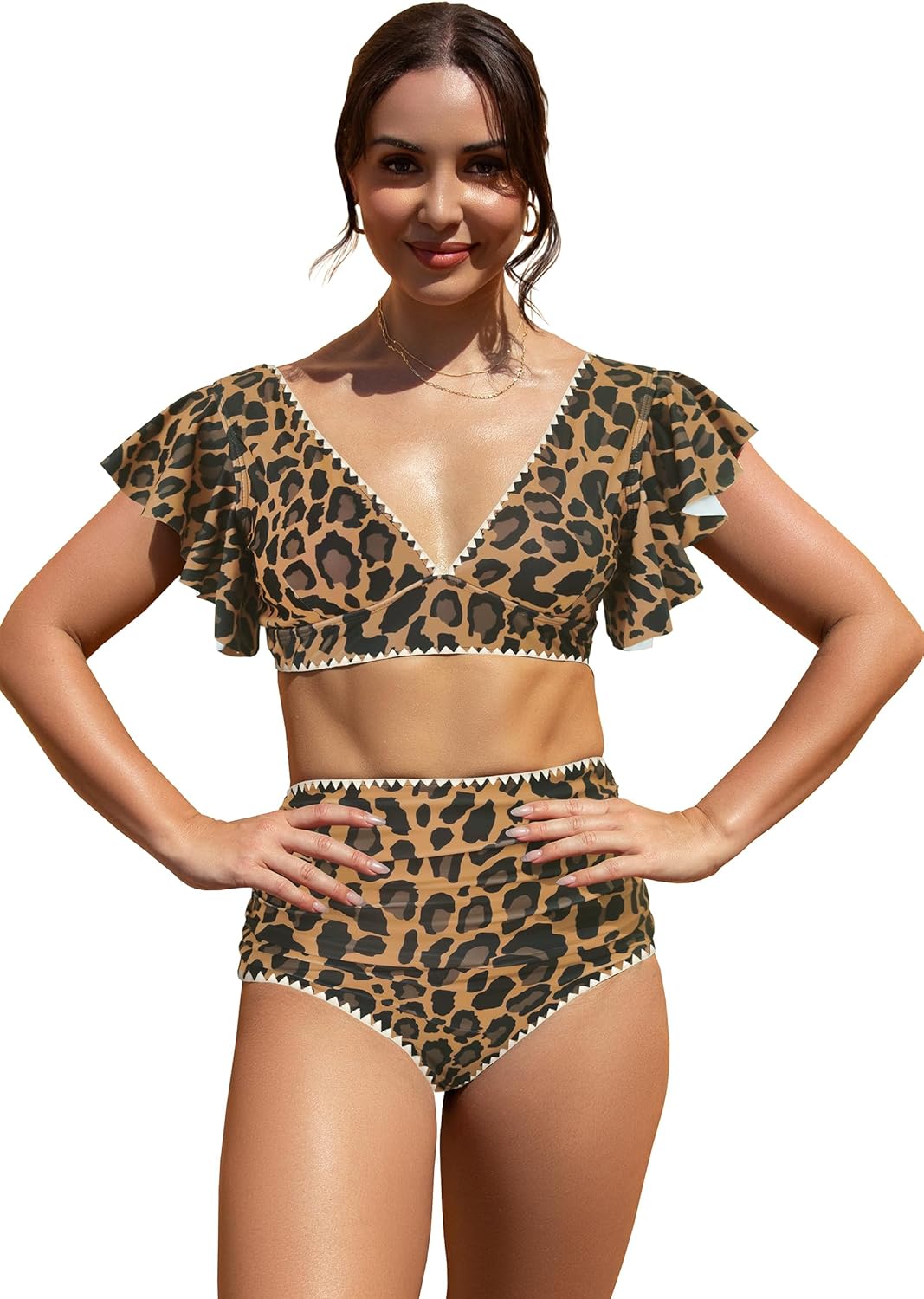 Manufacturer  SPORLIKE Women Ruffle High Waist Swimsuit Two Pieces Push Up Tropical Print Bikini  Swimsuit