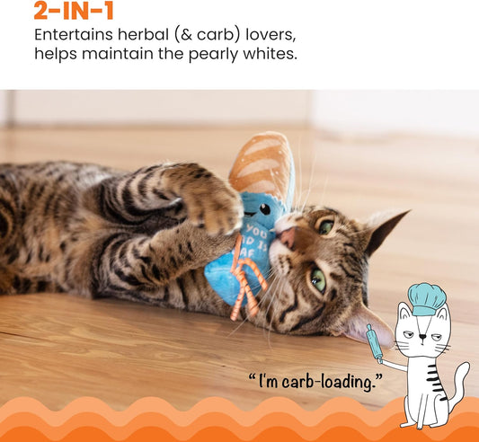 Manufacturer  Catstages Loaf Kicker Toy with Catnip and Dental Mesh, Bread Shape, Plush and Ribbon Cat Toy for Kicking, Tossing, and Teeth Cleaning, Tan    Cat toy