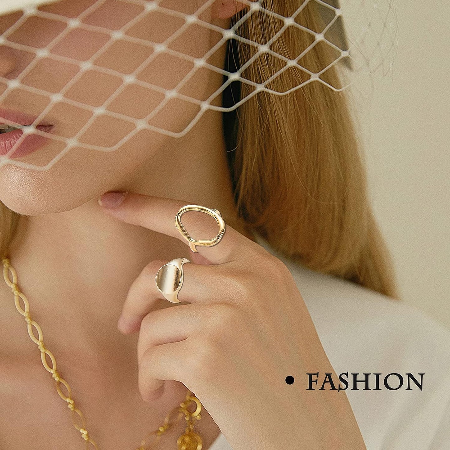 Manufacturer  10PCS Gold Dome Chunky Rings for Women 18K Gold Plated Braided Twisted Round Signet Rings Adjustable Open Ring Band Statement Jewelry Size 7-9   rings