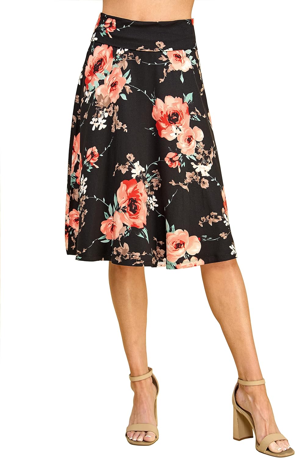 Manufacturer  Lock and Love Women's Solid Ombre Lightweight Flare Midi Pull On Closure Skirts S-XXXL Plus Size