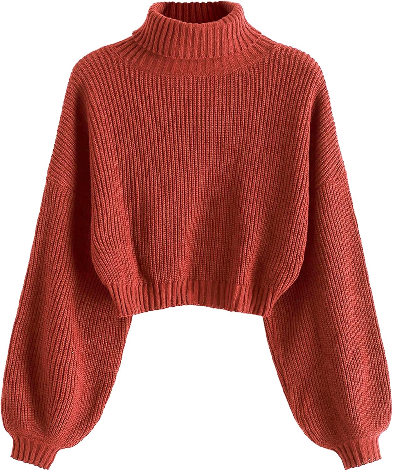 Manufacturer  ZAFUL Women's Cropped Turtleneck Sweater Lantern Sleeve Ribbed Knit Pullover Sweater Jumper   sweaters