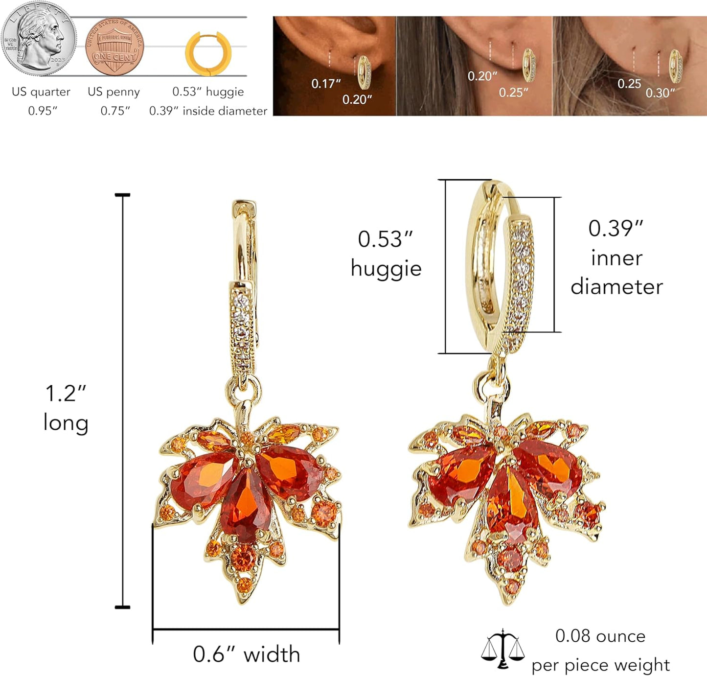 Manufacturer  Sonateomber Gold Silver Small Hoop Dangle Earrings for Women, Trendy Dainty Rhinestone CZ Dangling Prom Wedding Leaf Flower Snowflake Butterfly Starfish Fashion Jewelry Gift  earring