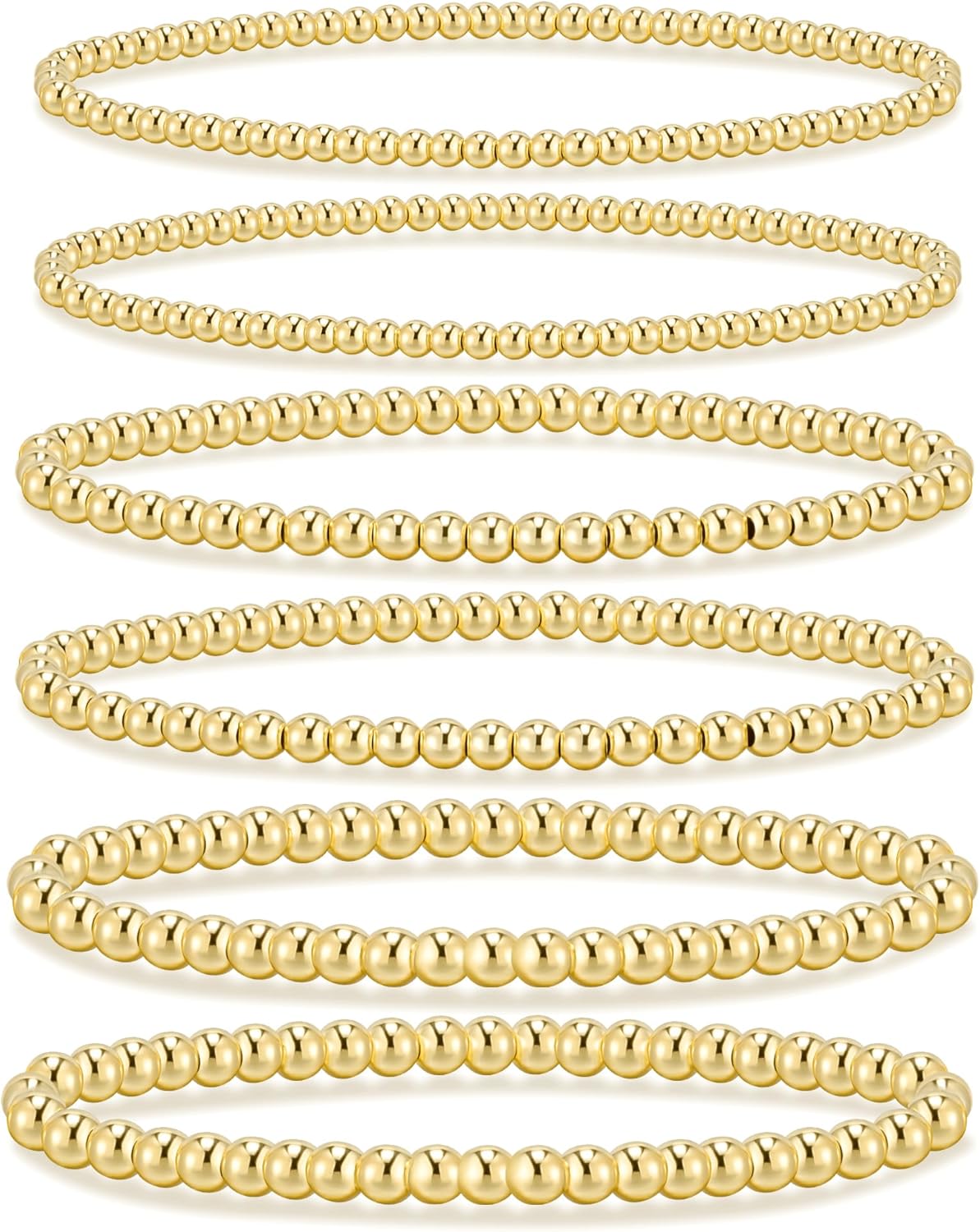 Manufacturer  adoyi Gold Bracelets for Women Waterproof, 14K Gold Plated Beaded Strand Bead Ball Bracelets stack Adjustable Jewelry Set for Gifts  bracelets