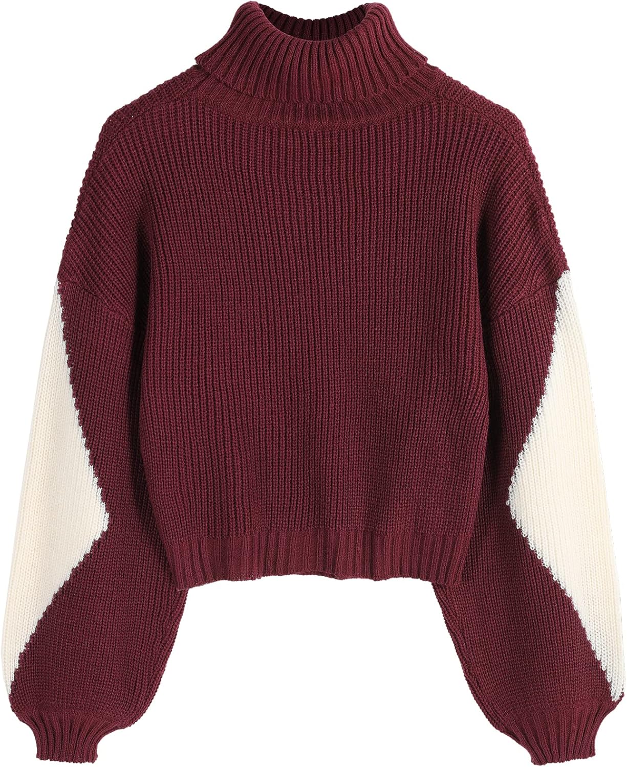 Manufacturer  ZAFUL Women's Cropped Turtleneck Sweater Lantern Sleeve Ribbed Knit Pullover Sweater Jumper   sweaters