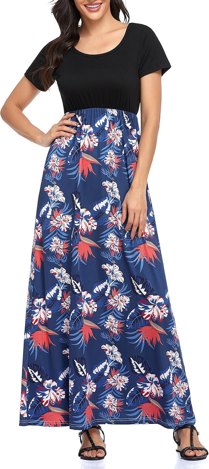 Manufacturer  Lacavocor Womens Short Sleeve Maxi Dresses Empire Waist Long Dress dresses