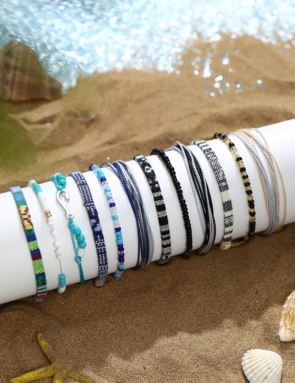 Manufacturer  LOLIAS 24 Pieces Waterproof String Bracelets for Women Surfer Wave Boho Bracelet Adjustable Handmade Friendship Bracelet String Ocean Beach Boho Bracelets Anklets for Women  bracelets