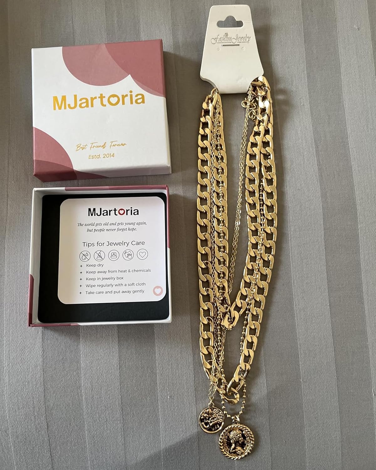 Manufacturer  MJartoria Gold Layered Necklaces for Women Trendy Retro Coin Pendant Necklace Dainty Chunky Chain Choker Necklaces for Jewelry Birthday Gifts  necklace