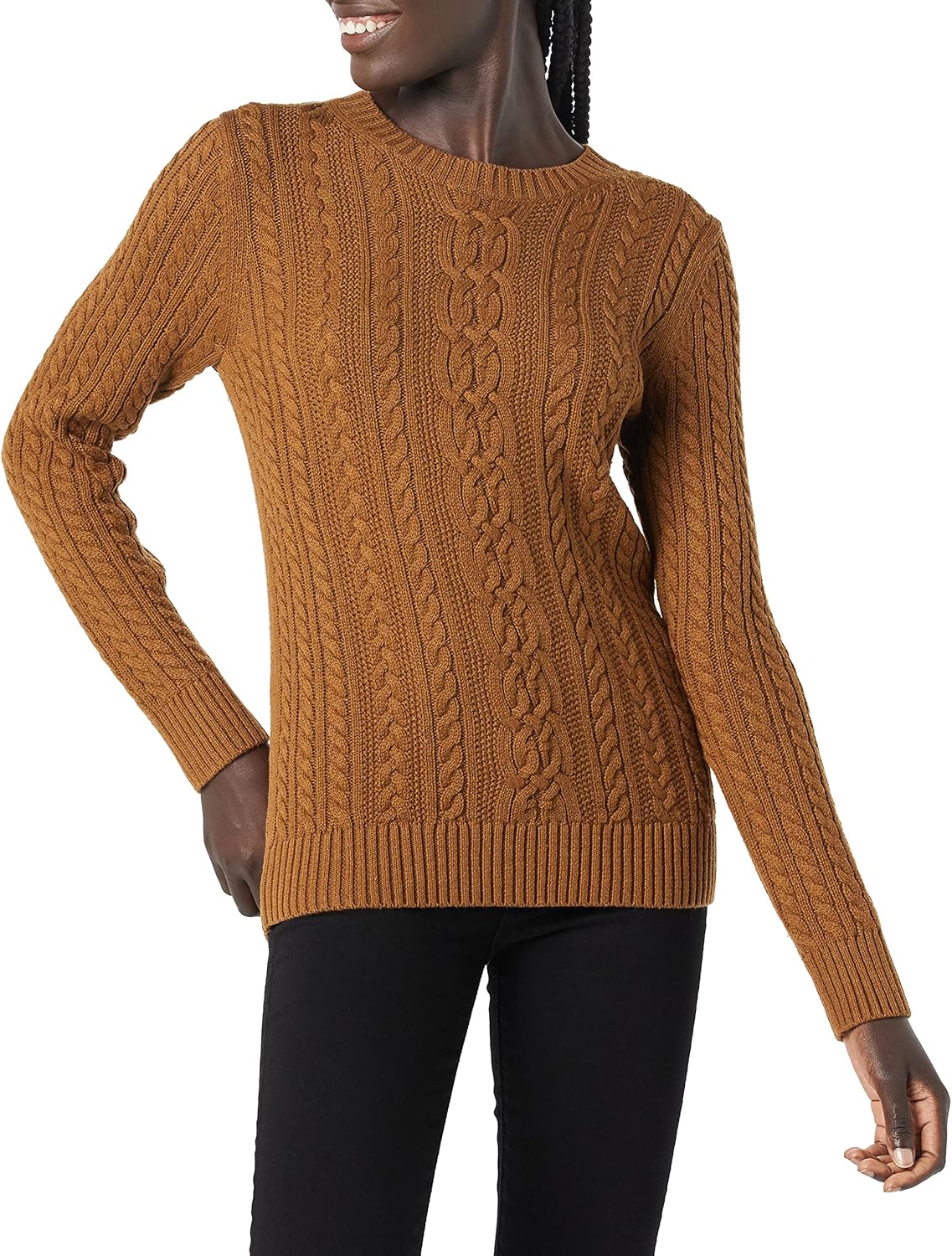 Manufacturer  Amazon Essentials Women's Soft Fisherman Cable Long-Sleeve Crewneck Sweater (Available in Plus Size)   sweaters