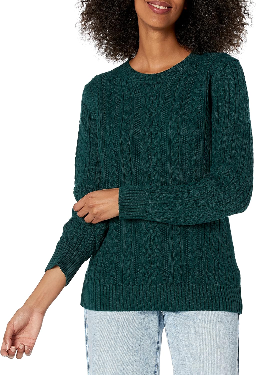 Manufacturer  Amazon Essentials Women's Soft Fisherman Cable Long-Sleeve Crewneck Sweater (Available in Plus Size)   sweaters