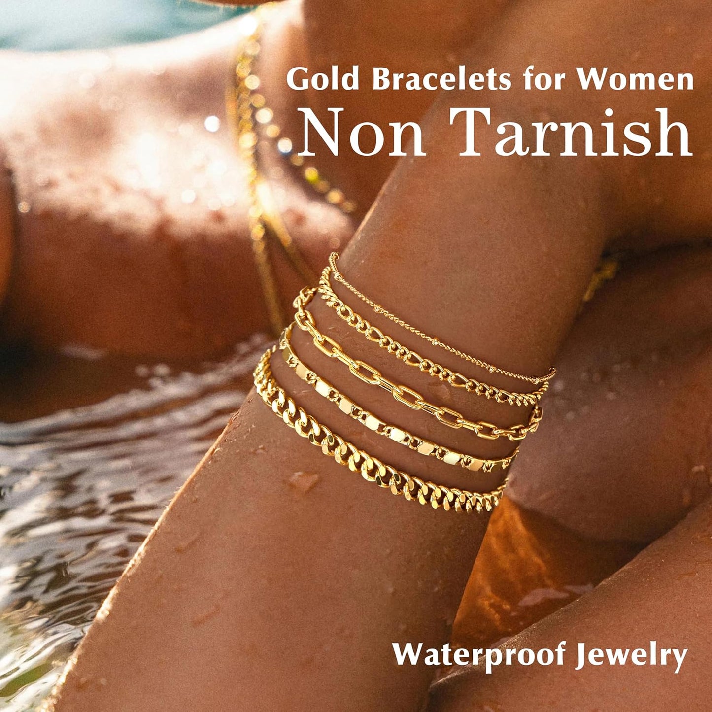 Manufacturer  Gold Bracelets for Women Trendy,14K Real Gold Plated Dainty Stackable Paperclip Cuban Link Chain Bracelets,Cuff Bracelets Jewelry Set Adjustable 7"+2"  bracelets