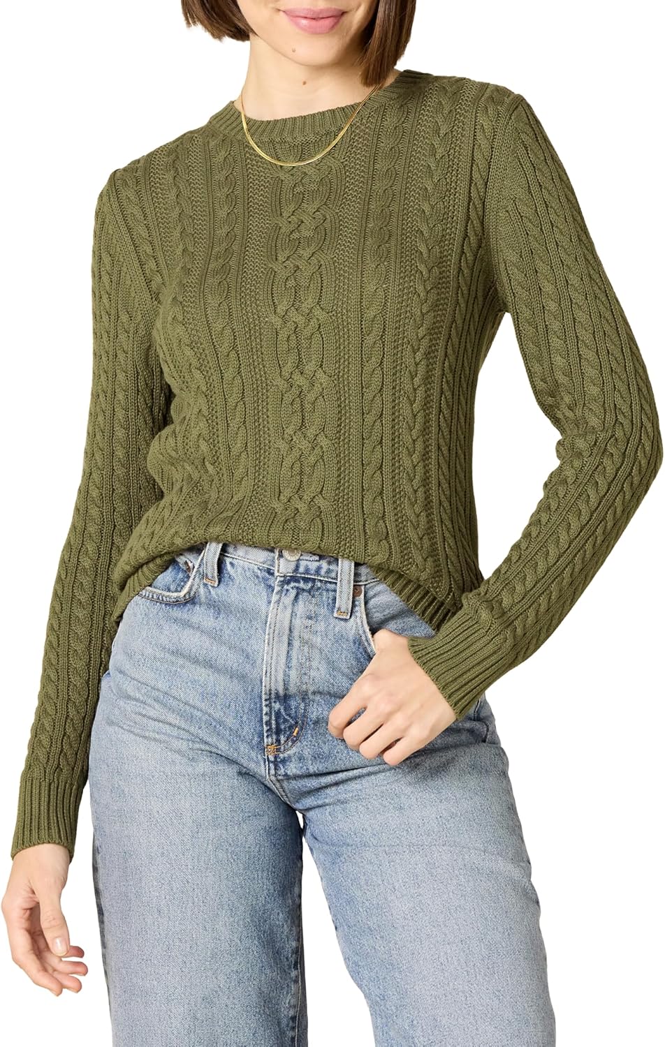 Manufacturer  Amazon Essentials Women's Soft Fisherman Cable Long-Sleeve Crewneck Sweater (Available in Plus Size)   sweaters
