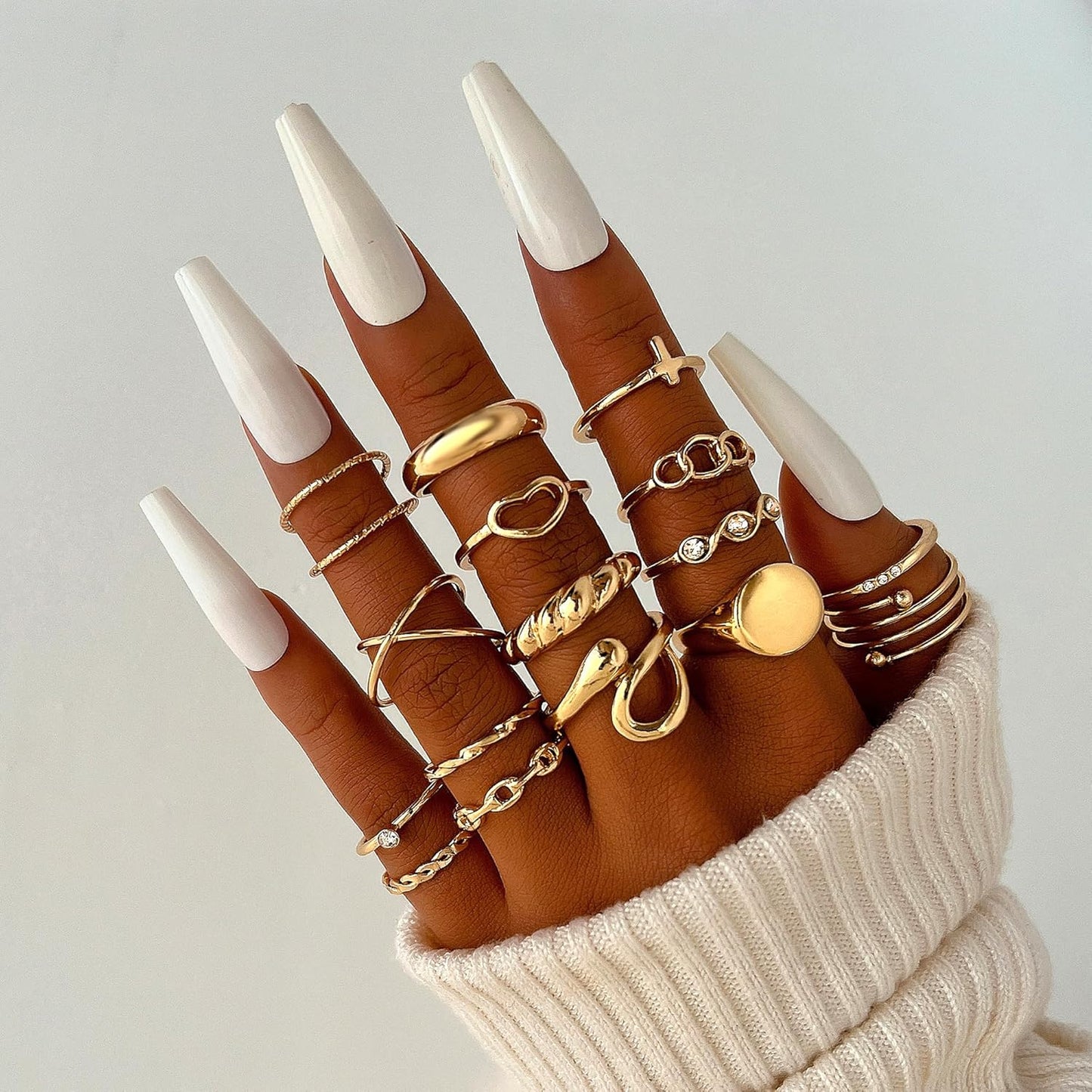 Manufacturer  FAXHION 60 Pcs Gold Stackable Rings for Women, Knuckle Rings Chunky Gold Ring Set Dainty Stacking Cute Rings, Multiple Sizes Cute Jewelry Set Gift   rings