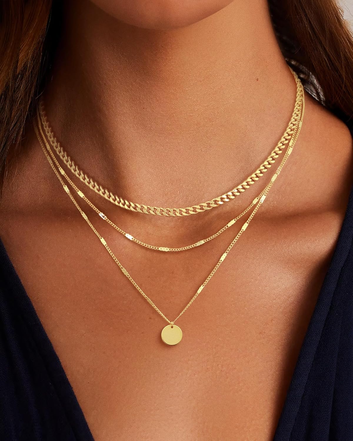 Manufacturer  14K Gold Plated Layering Necklaces For Women Gold Necklace Set, Cuban Link, Snake Chain, Paperclip Layered Chains, Twisted Rope and Twisted Chain, Trendy Layering Necklace  Necklace