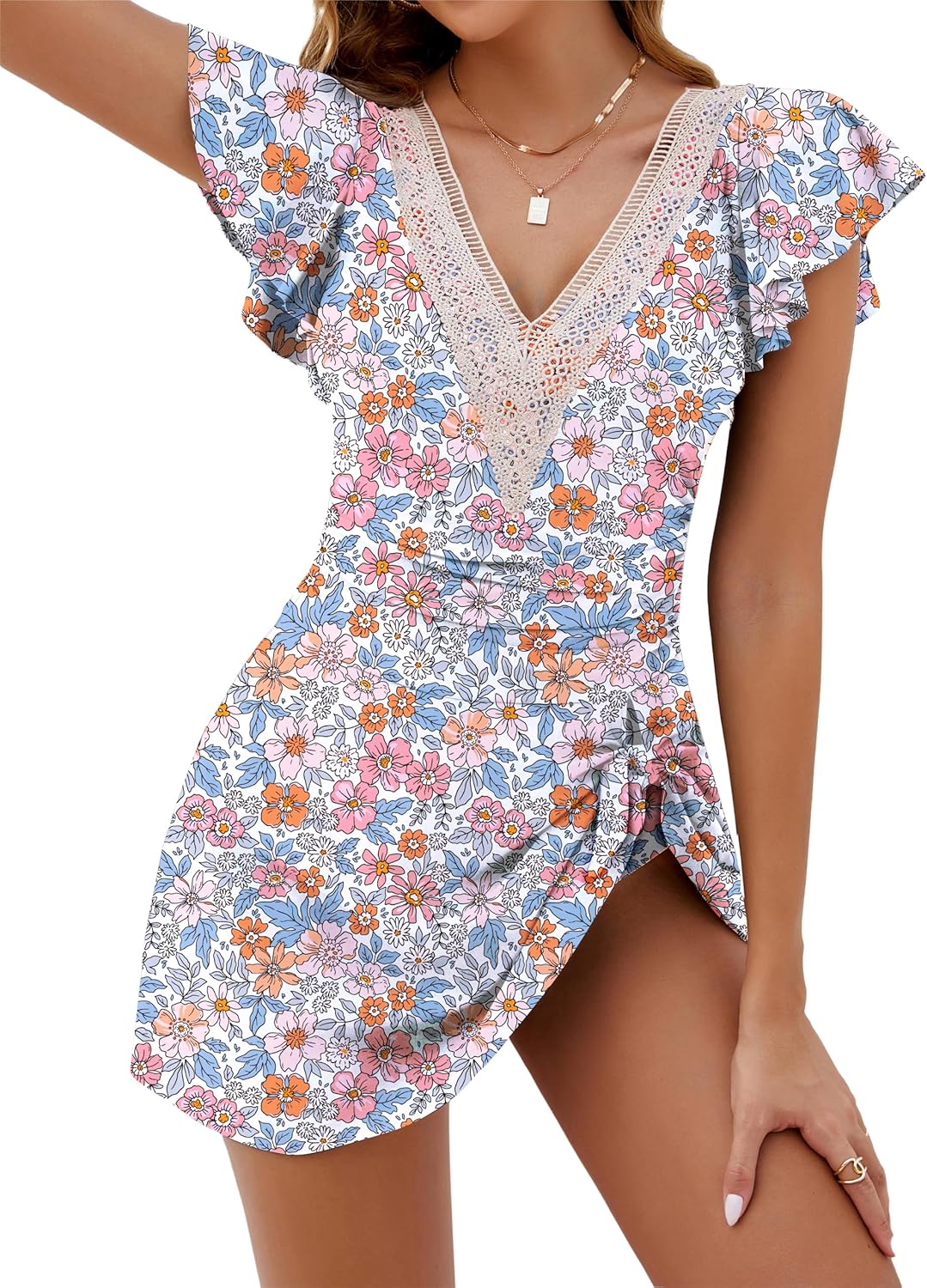 Manufacturer  Blooming Jelly Women's Tummy Control Swimsuits One Piece Swim Dress Plus Size Bathing Suits Ruffle Lace Swimwear  Swimsuit