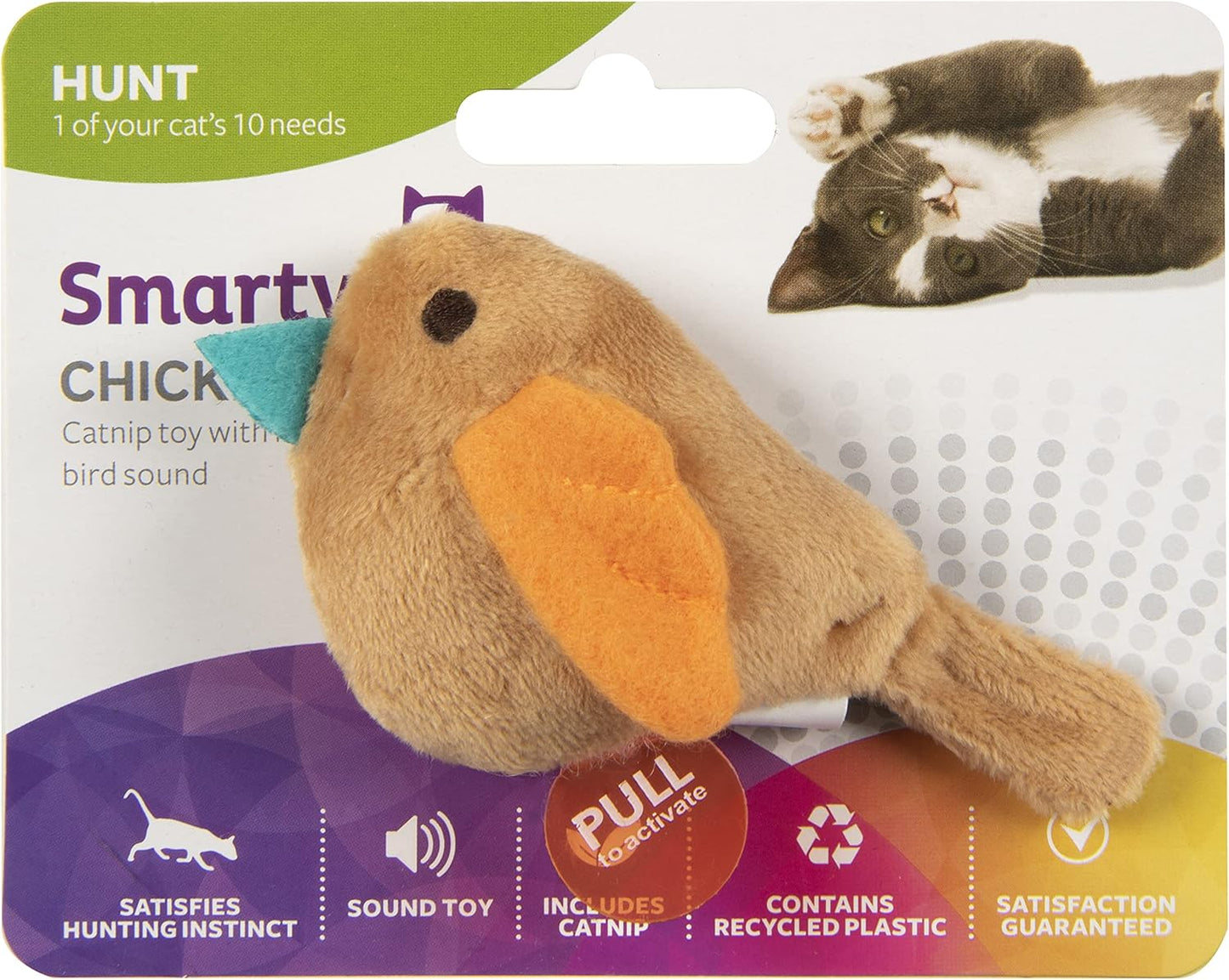 Manufacturer  SmartyKat Chickadee Chirp Electronic Sound Cat Toy, Contains Catnip, Battery Powered - Light Brown, One Size    Cat toy