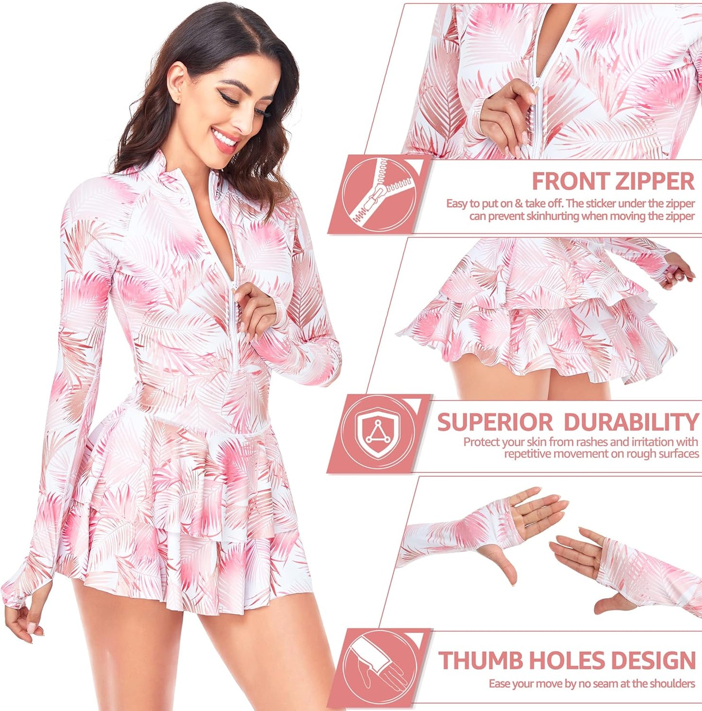 Manufacturer  UNIQUEBELLA Rash Guard for Women, 1 Piece Modest Swimsuits for Women - Long Sleeve Swimsuits UV UPF 50+ Swim Shirt  Swimsuit