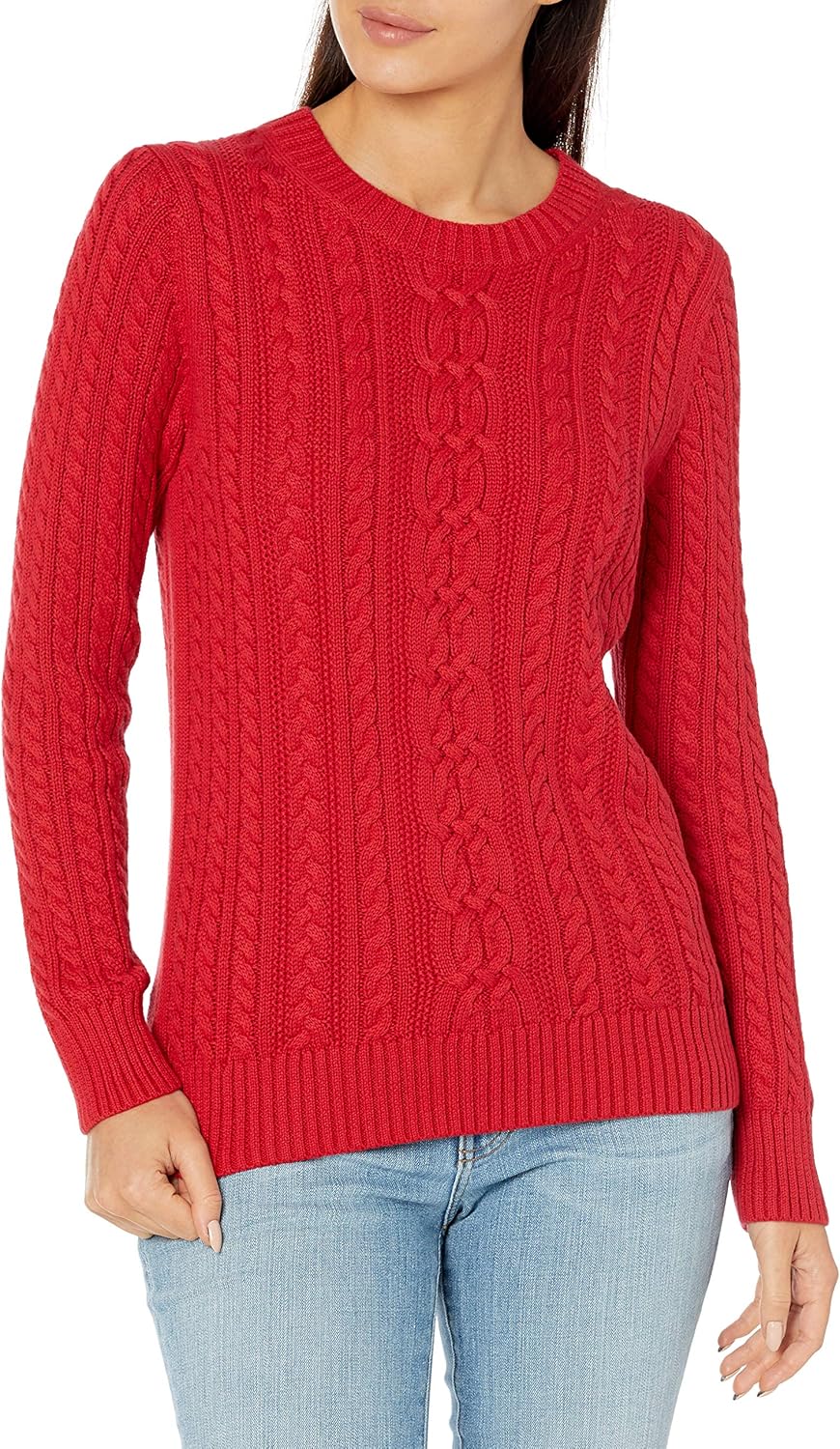 Manufacturer  Amazon Essentials Women's Soft Fisherman Cable Long-Sleeve Crewneck Sweater (Available in Plus Size)   sweaters