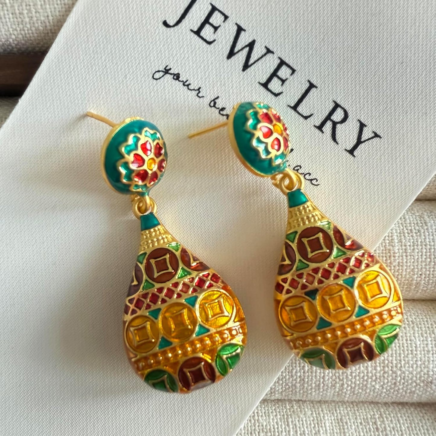 Manufacturer  Vintage Style Gold Plated Chinese Floral Drop Silver Stud Fashion Earrings for Women  earring