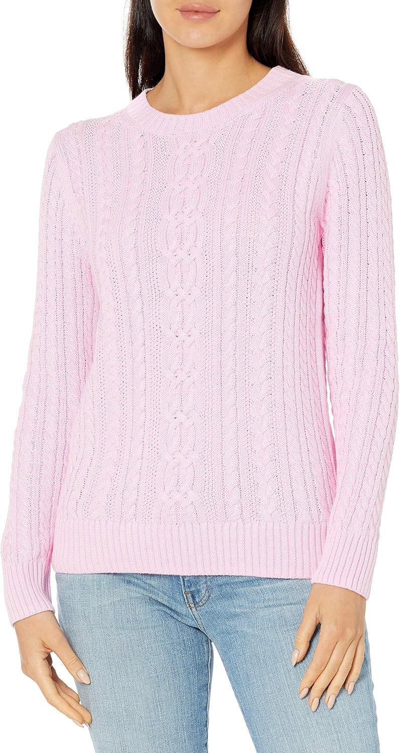 Manufacturer  Amazon Essentials Women's Soft Fisherman Cable Long-Sleeve Crewneck Sweater (Available in Plus Size)   sweaters