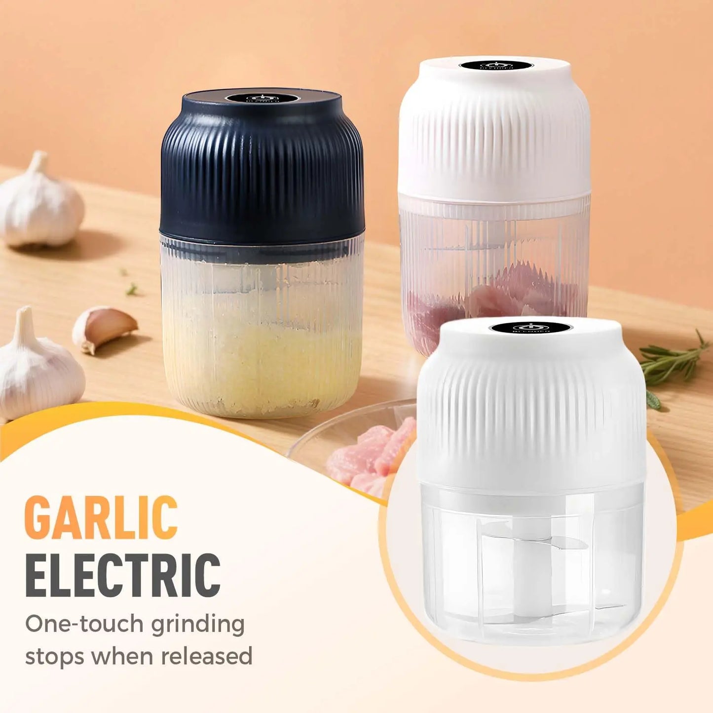Manufacturer    Electric Garlic Chopper,   New Rechargeable Food Processor for Garlic Ginger Onion Meat Vegetable Chilli, Portable Mini Food     Kitchen gadgets