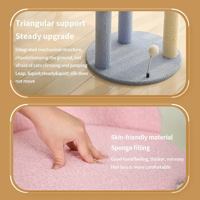 Cat climbing frame cat nest cat tree integrated solid wood grab column large villa does not occupy cat tower jumping platform  cat toy