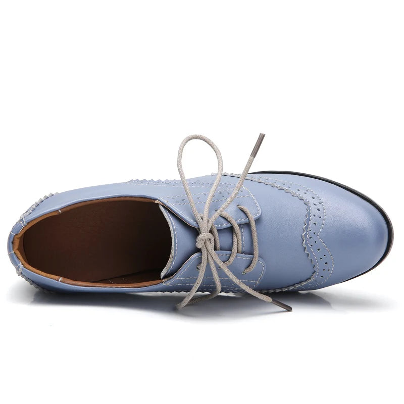 Manufacturer   EOFK Women Brogue Shoes New Quaity High Square Heel Derby Genuine Leather High Heels Wedge Shoes Woman Female Shoes Pumps Casual   Pumps