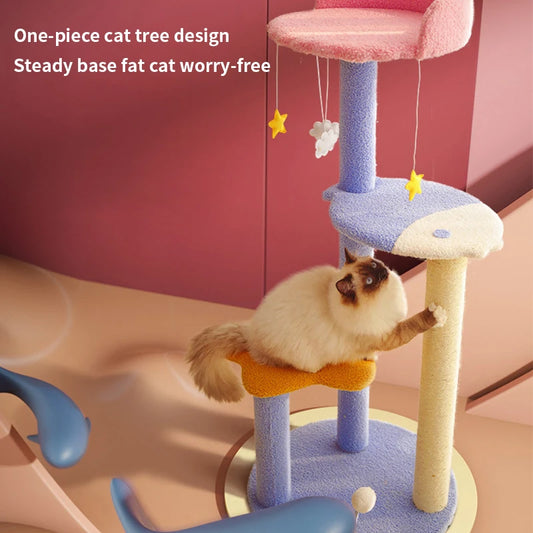 Cat climbing frame cat nest cat tree integrated solid wood grab column large villa does not occupy cat tower jumping platform  cat toy