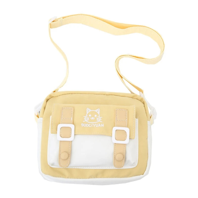Japanese Women Girls Kawaii Crossbody Bag Cute Cartoon Cat Embroidery Small Messenger Handbag Preppy Style Student Shoulder Purs