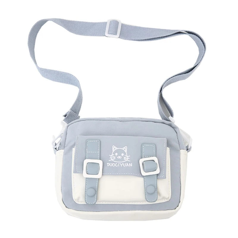 Japanese Women Girls Kawaii Crossbody Bag Cute Cartoon Cat Embroidery Small Messenger Handbag Preppy Style Student Shoulder Purs