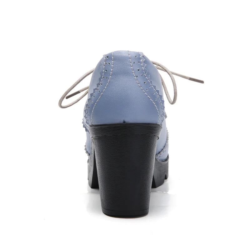 Manufacturer   EOFK Women Brogue Shoes New Quaity High Square Heel Derby Genuine Leather High Heels Wedge Shoes Woman Female Shoes Pumps Casual   Pumps