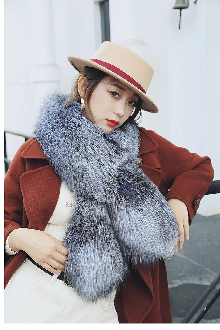 Real genuine natural big fox fur Scarves women's fashion scarf  collar warm winter free shipping